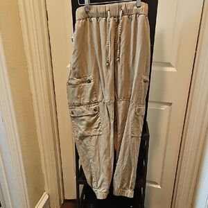 Women's Tan Cargo Joggers